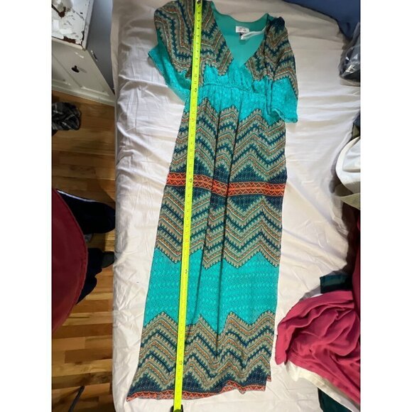 Boho‎  Chevron Maxi Dress M Beachy Beachy Lagom Lagenlook Vacation Resort - Picture 6 of 10
